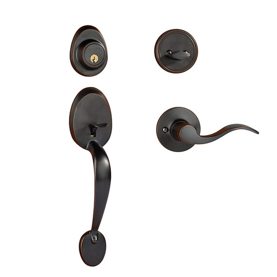 Dynasty Hardware COL-HER-100-12PL Colorado Front Door Handleset with Heritage Lever Left Hand, Aged Oil Rubbed Bronze