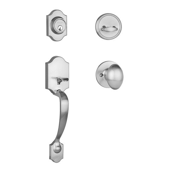 Dynasty Hardware DEN-ASP-100-15 Denver Front Door Handleset, Satin Nickel with Aspen Knob