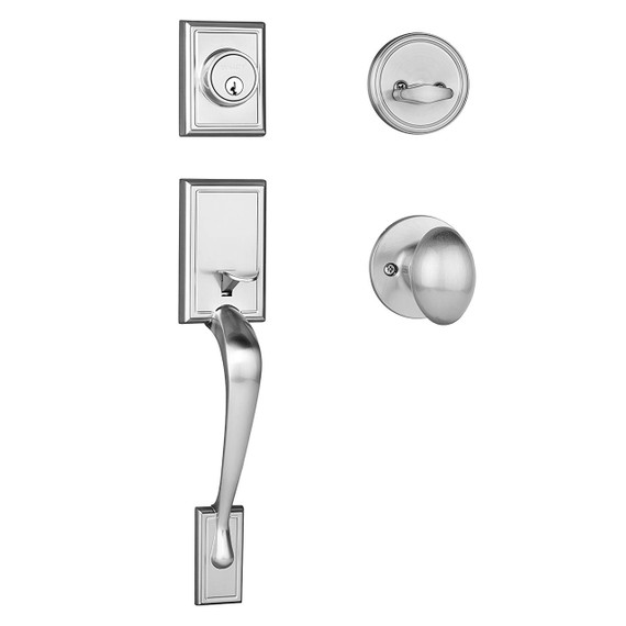 Dynasty Hardware RID-ASP-100-US15 Ridgecrest Front Door Handleset, Satin Nickel with Aspen Knob