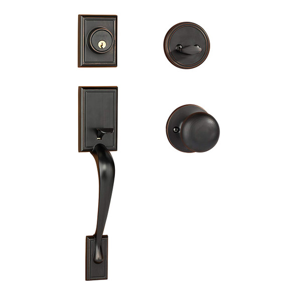 Dynasty Hardware RID-TAH-100-12P Ridgecrest Front Door Handleset, Aged Oil Rubbed Bronze with Tahoe Knob