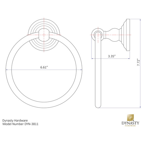 Dynasty Hardware 3811-ORB Palisades Towel Ring Oil Rubbed Bronze