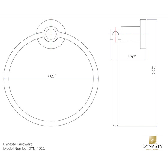 Dynasty Hardware 4011-ORB Manhattan 6-1/2-Inch Diameter Towel Ring, Oil Rubbed Bronze