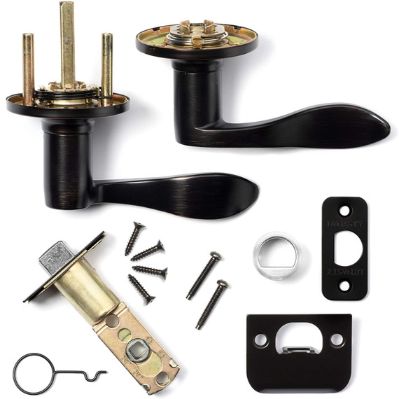 Dynasty Hardware HER-82-12P Heritage Lever Passage Set, Aged Oil Rubbed Bronze