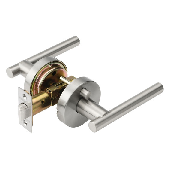 Dynasty Hardware MAN-30-US15, Manhattan Lever Privacy Door Lever Set, Satin Nickel
