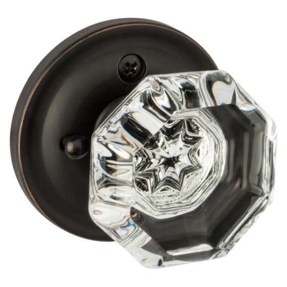 Dynasty Hardware DYN-1830-PRIV-10B Classic Rosette, Crystal Style Door Knob, Privacy Set, Oil Rubbed Bronze