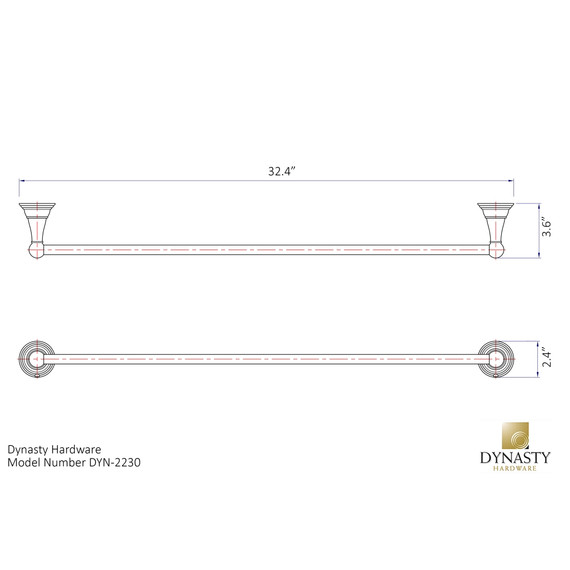 Dynasty Hardware 2230-ORB Muirfield 30" Single Towel Bar Oil Rubbed Bronze