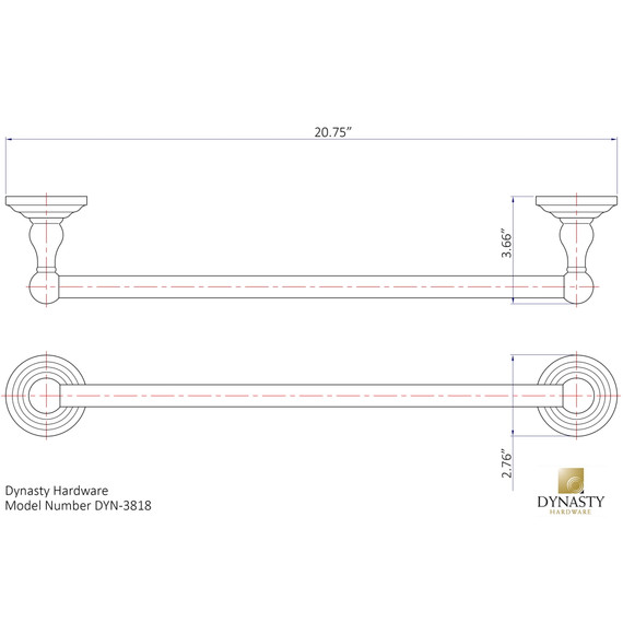 Dynasty Hardware 3818-ORB Palisades 18" Single Towel Bar Oil Rubbed Bronze