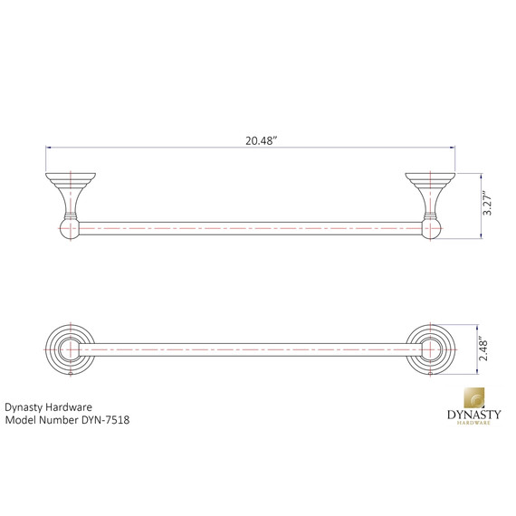 Dynasty Hardware 7518-ORB Bel-Air 18" Single Towel Bar Oil Rubbed Bronze