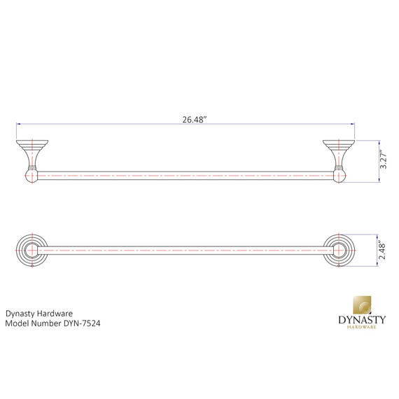 Dynasty Hardware 7524-SN Bel-Air 24" Single Towel Bar Satin Nickel