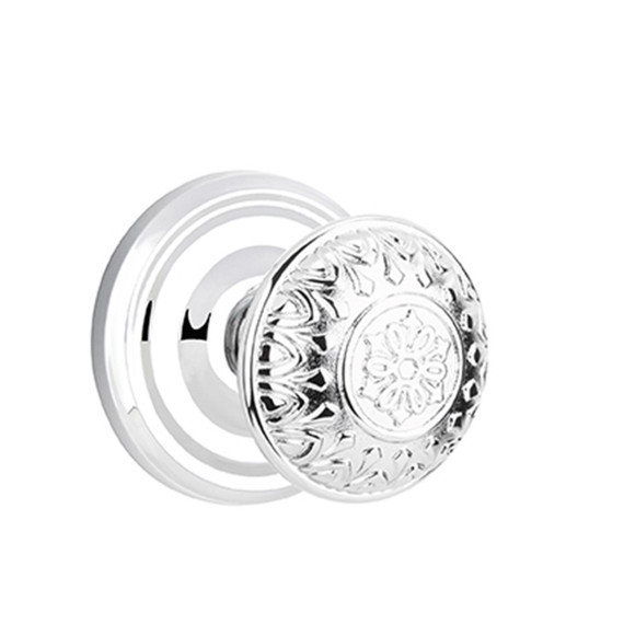 Emtek 8050-LN-US26 Lancaster Door Knob Dummy Set With Regular Rosette Polished Chrome
