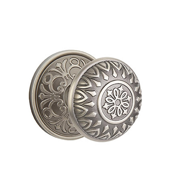 Emtek 8056-LN-US15A Lancaster Door Knob Dummy Set With Lancaster Rosette Pewter