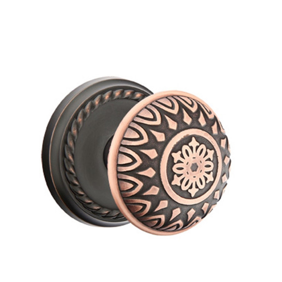 Emtek 8101-LN-US10B Lancaster Door Knob Passage Set With Rope Rosette Oil Rubbed Bronze