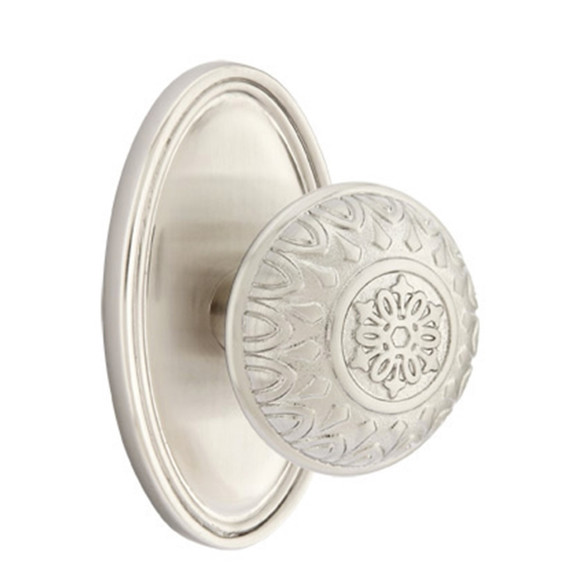 Emtek 8120-LN-US15 Lancaster Door Knob Passage Set With Oval Rosette Satin Nickel