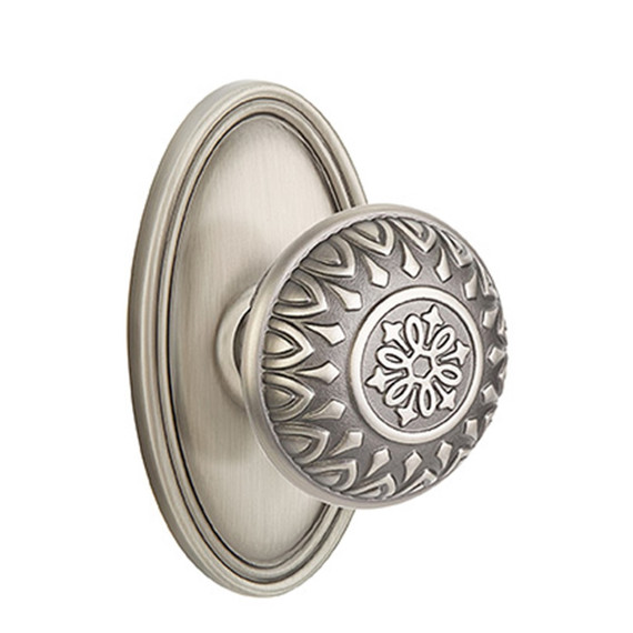 Emtek 8120-LN-US15A Lancaster Door Knob Passage Set With Oval Rosette Pewter