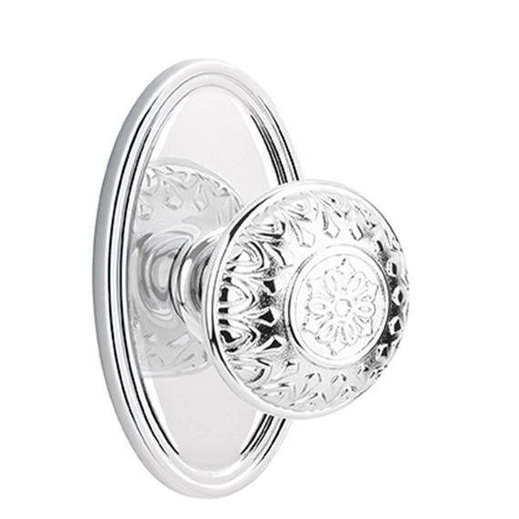 Emtek 8120-LN-US26 Lancaster Door Knob Passage Set With Oval Rosette Polished Chrome