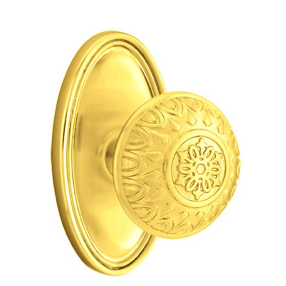 Emtek 8120-LN-US3 Lancaster Door Knob Passage Set With Oval Rosette Polished Brass