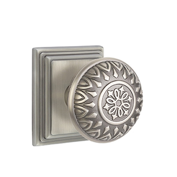 Emtek 8161-LN-US15A Lancaster Door Knob Passage Set With Wilshire Rosette Pewter