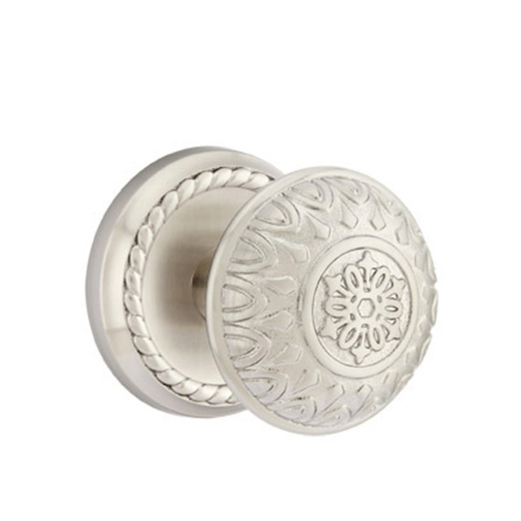 Emtek 8201-LN-US15 Lancaster Door Knob Privacy Set With Rope Rosette Satin Nickel