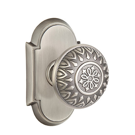 Emtek 8208-LN-US15A Lancaster Door Knob Privacy Set With #8 Rosette Pewter