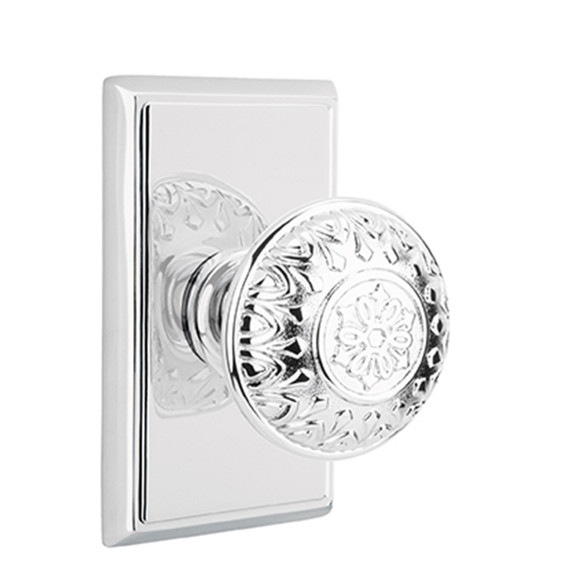 Emtek 8221-LN-US26 Lancaster Door Knob Privacy Set With Rectangular Rosette Polished Chrome