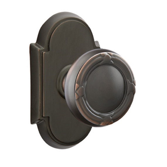 Emtek 8058-RBK-US10B Ribbon & Reed Door Knob Dummy Set With #8 Rosette Oil Rubbed Bronze