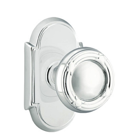 Emtek 8058-RBK-US26 Ribbon & Reed Door Knob Dummy Set With #8 Rosette Polished Chrome