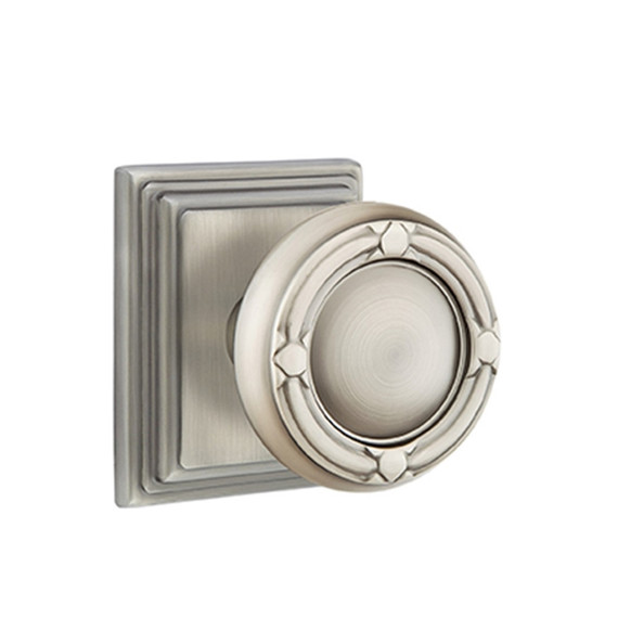 Emtek 8561-RBK-US15A Ribbon & Reed Door Knob Dummy Set With Wilshire Rosette Pewter