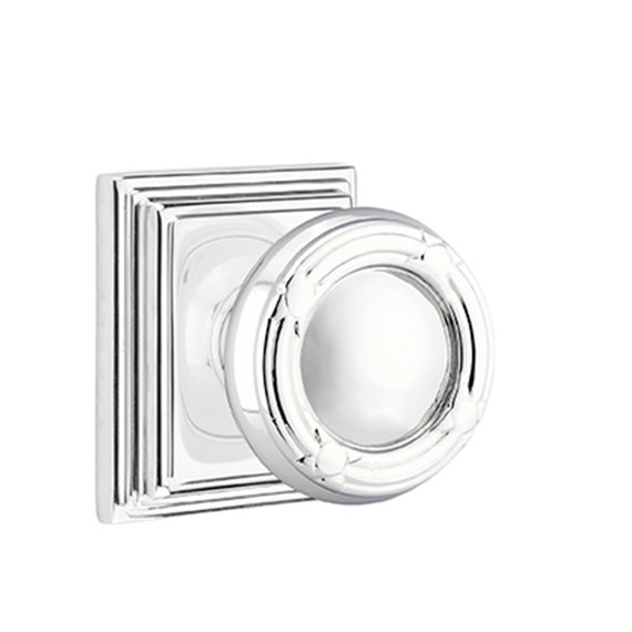Emtek 8561-RBK-US26 Ribbon & Reed Door Knob Dummy Set With Wilshire Rosette Polished Chrome