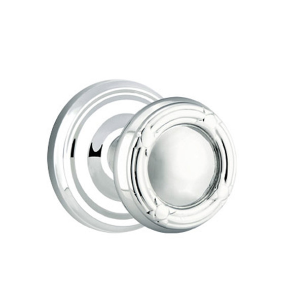 Emtek 8200-RBK-US26 Ribbon & Reed Door Knob Privacy Set With Regular Rosette Polished Chrome