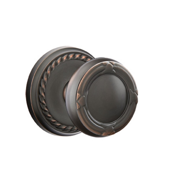 Emtek 8201-RBK-US10B Ribbon & Reed Door Knob Privacy Set With Rope Rosette Oil Rubbed Bronze