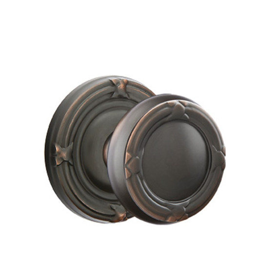 Emtek 8207-RBK-US10B Ribbon & Reed Door Knob Privacy Set With Ribbon & Reed Rosette Oil Rubbed Bronze