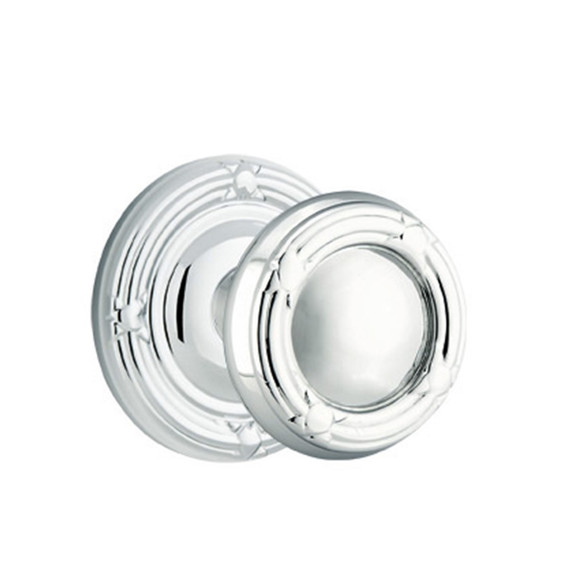 Emtek 8207-RBK-US26 Ribbon & Reed Door Knob Privacy Set With Ribbon & Reed Rosette Polished Chrome
