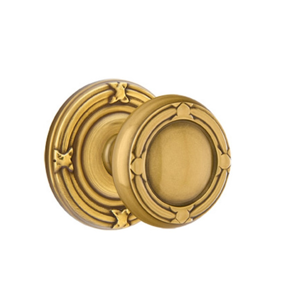 Emtek 8207-RBK-US7 Ribbon & Reed Door Knob Privacy Set With Ribbon & Reed Rosette French Antique