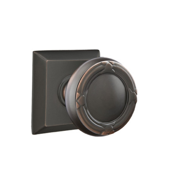 Emtek 8231-RBK-US10B Ribbon & Reed Door Knob Privacy Set With Quincy Rosette Oil Rubbed Bronze