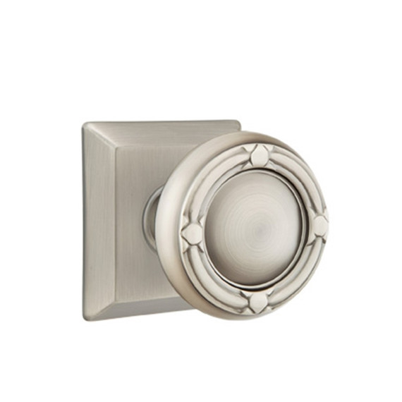 Emtek 8231-RBK-US15A Ribbon & Reed Door Knob Privacy Set With Quincy Rosette Pewter