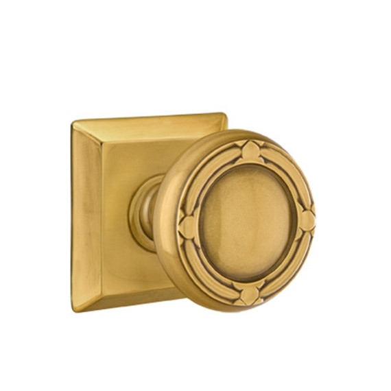 Emtek 8231-RBK-US7 Ribbon & Reed Door Knob Privacy Set With Quincy Rosette French Antique