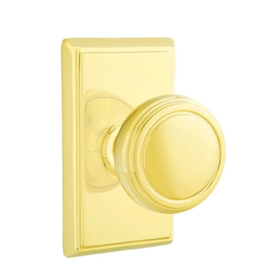 Emtek 8521-NW-US3 Norwich Door Knob Dummy Set With Rectangular Rosette Polished Brass