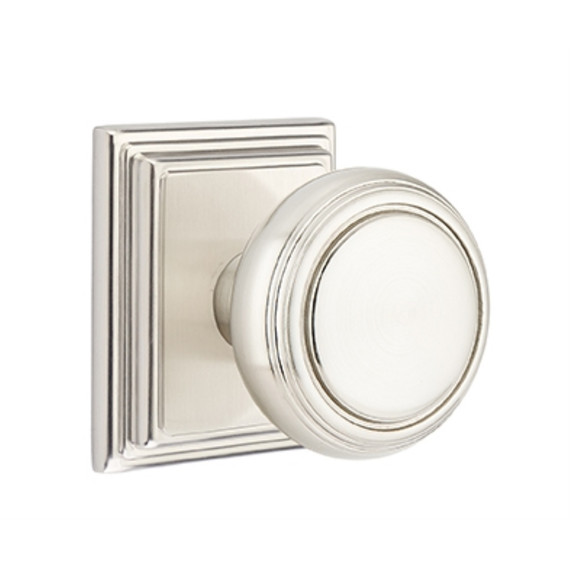 Emtek 8561-NW-US15 Norwich Door Knob Dummy Set With Wilshire Rosette Satin Nickel