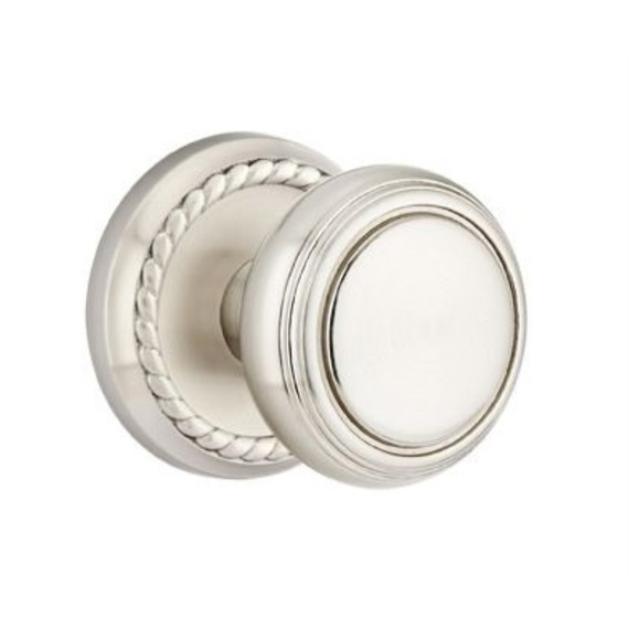 Emtek 8201-NW-US15 Norwich Door Knob Privacy Set With Rope Rosette Satin Nickel