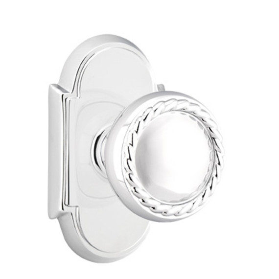 Emtek 8058-RK-US26 Rope Door Knob Dummy Set With #8 Rosette Polished Chrome