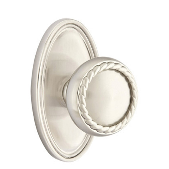 Emtek 8520-RK-US15 Rope Door Knob Dummy Set With Oval Rosette Satin Nickel