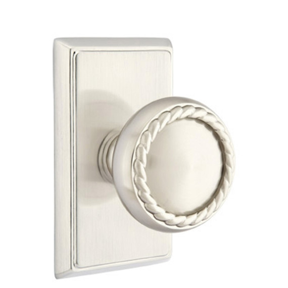 Emtek 8521-RK-US15 Rope Door Knob Dummy Set With Rectangular Rosette Satin Nickel