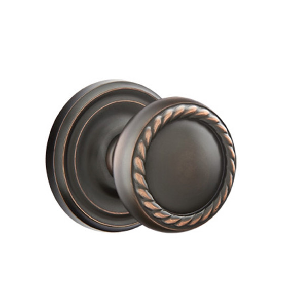 Emtek 8100-RK-US10B Rope Door Knob Passage Set With Regular Rosette Oil Rubbed Bronze