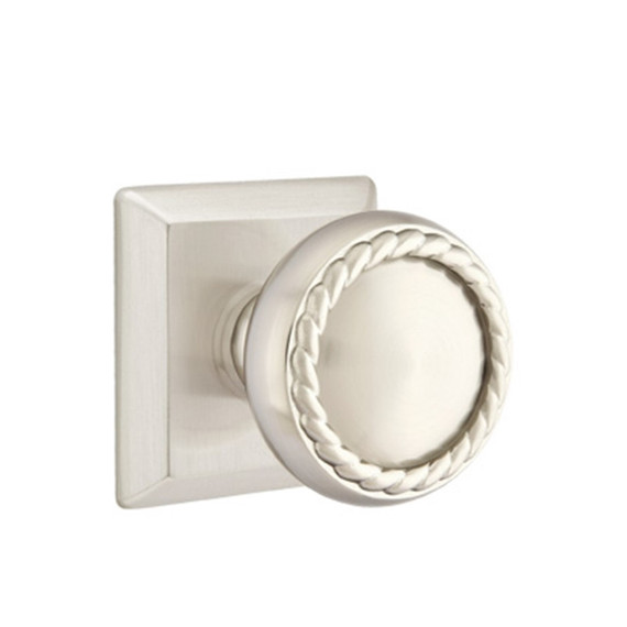 Emtek 8131-RK-US15 Rope Door Knob Passage Set With Quincy Rosette Satin Nickel