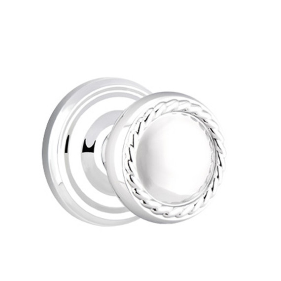 Emtek 8200-RK-US26 Rope Door Knob Privacy Set With Regular Rosette Polished Chrome