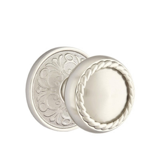 Emtek 8206-RK-US15 Rope Door Knob Privacy Set With Lancaster Rosette Satin Nickel