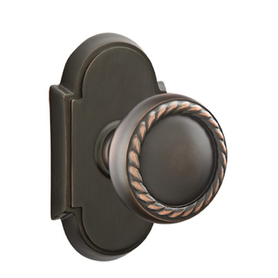 Emtek 8208-RK-US10B Rope Door Knob Privacy Set With #8 Rosette Oil Rubbed Bronze