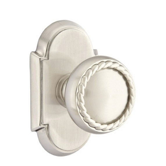 Emtek 8208-RK-US15 Rope Door Knob Privacy Set With #8 Rosette Satin Nickel