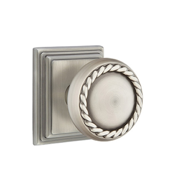 Emtek 8261-RK-US15A Rope Door Knob Privacy Set With Wilshire Rosette Pewter