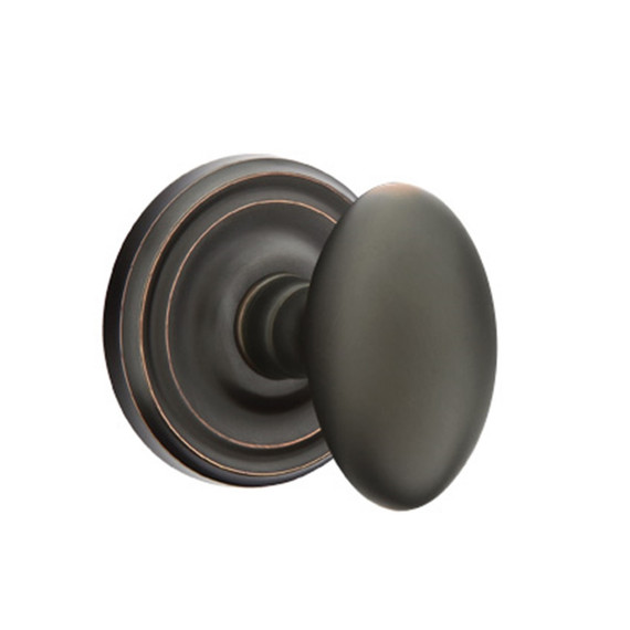 Emtek 8050-E-US10B Egg Door Knob Dummy Set With Regular Rosette Oil Rubbed Bronze